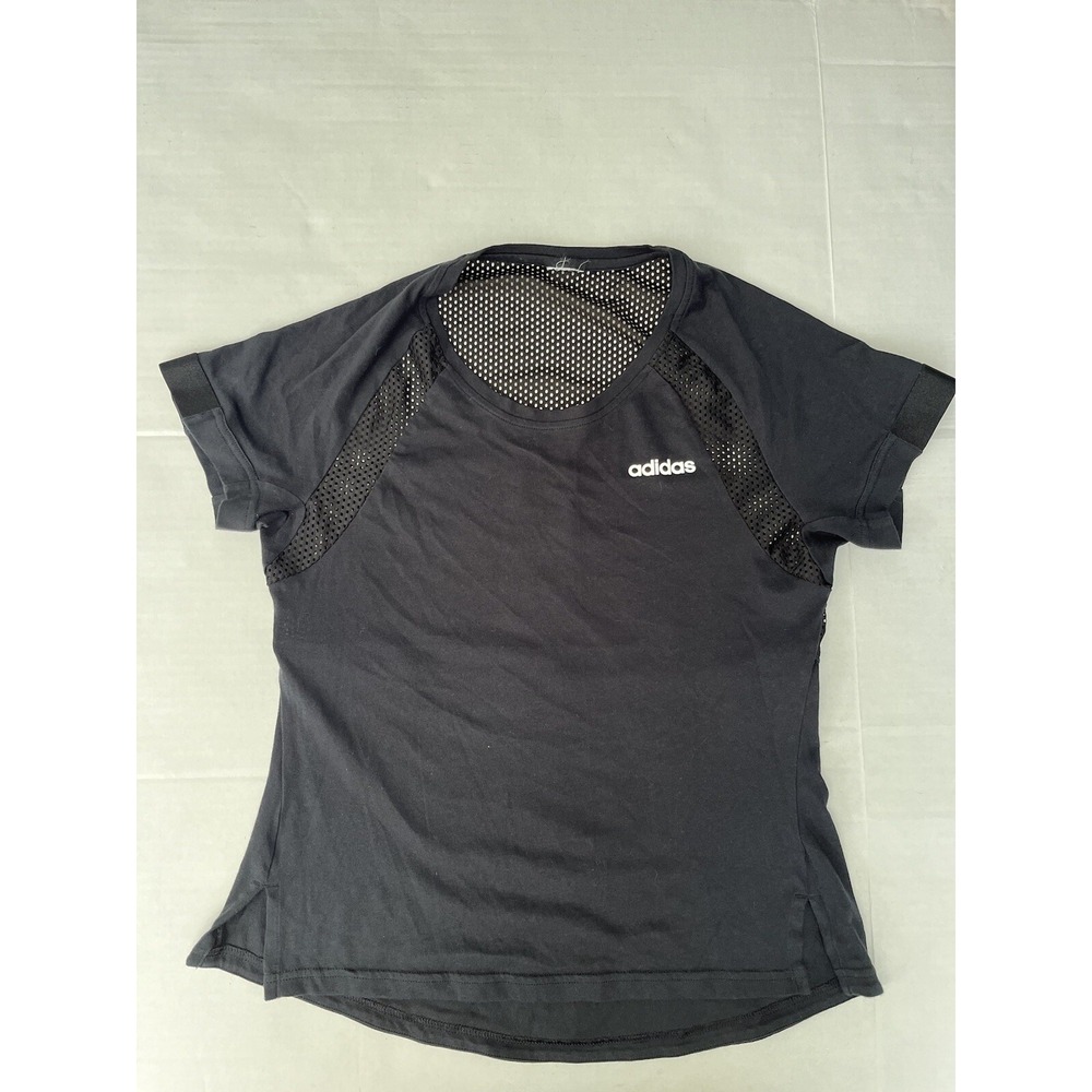 Adidas Womens Black Athletic Short Sleeve Active Jersey T-Shirt No Tag See Pics